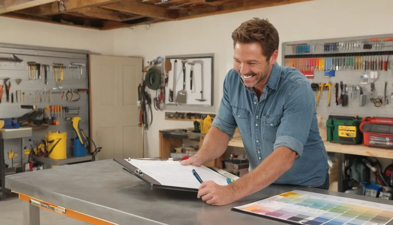 A homeowner reviewing a floor coating checklist